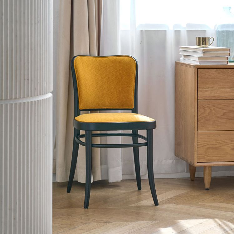 Silla de silla sin brazo tapizada moderna silla lateral de comedor de madera maciza