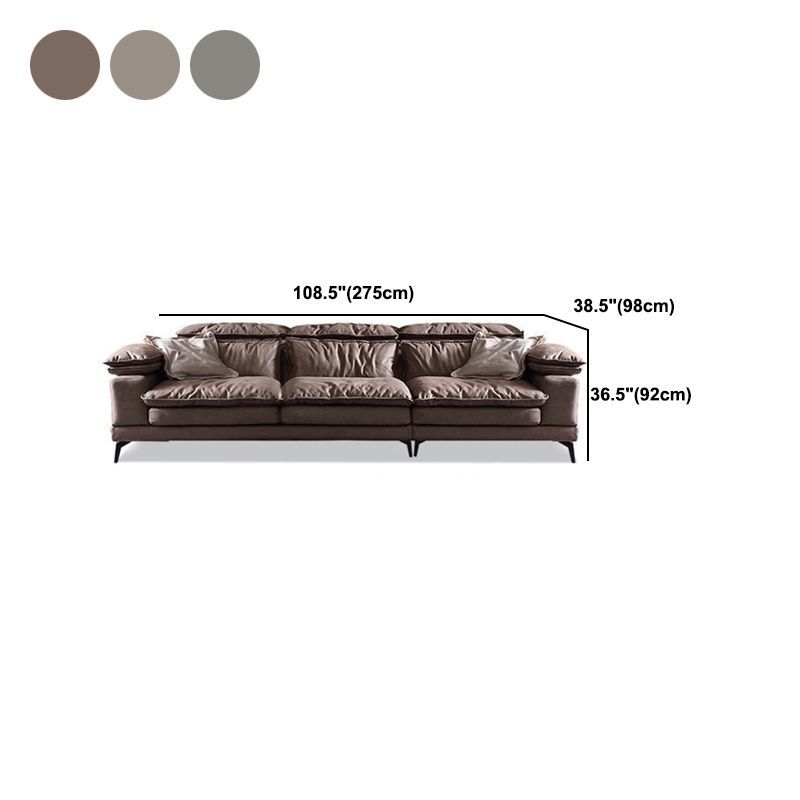 Modern Style Sofa Bed Imitation Leather Material Grey/khaki/coffee Feather Padded Sofa Clearhalo 'furn' 'furn_sectionals' 'Furniture' 'Living Room Furniture' 'Sectionals' 1200x1200_fe2819e7-4119-4e77-9011-0160e1fa4302