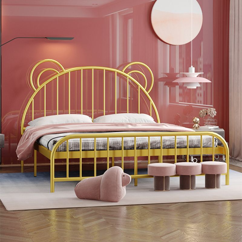 Contemporary Metal Arched Standard Bed with Open-Frame Headboard