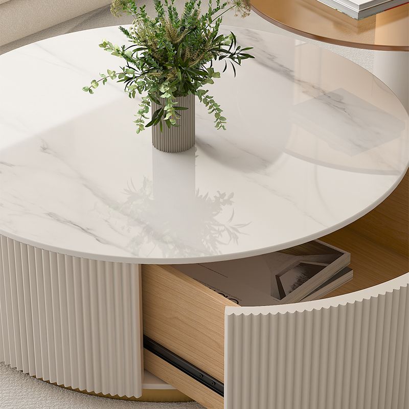 Modern Stone Drum Coffee Table with Storage Dia 31.5" Cocktail Table in Withe Clearhalo 'Coffee & Accent Tables' 'Coffee Tables' 'coffee_tables' 'furn' 'furn_coffee_tables' 'Furniture' 'Living Room Furniture' 1200x1200_fe29d72b-44f5-424b-b8ba-3c41a7f893c7