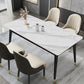 Rectangle Dining Table White and Gray Stone Modern Dining Table