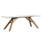 Table à manger en verre en verre moderne avec base en bois massif