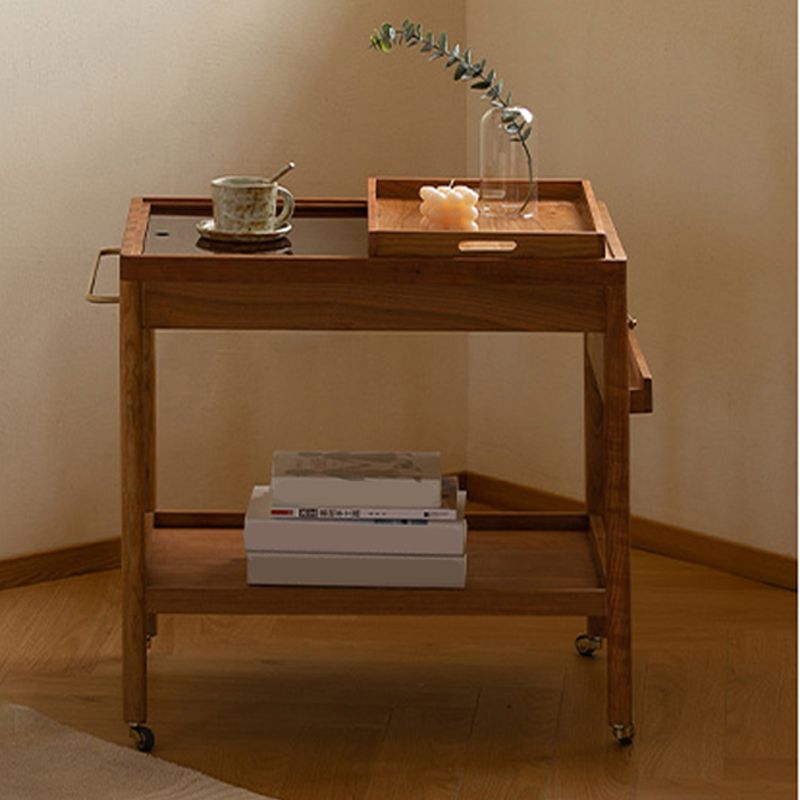 Contemporary Corner Table with Storage Rectangular Double Tier Living Room End Table