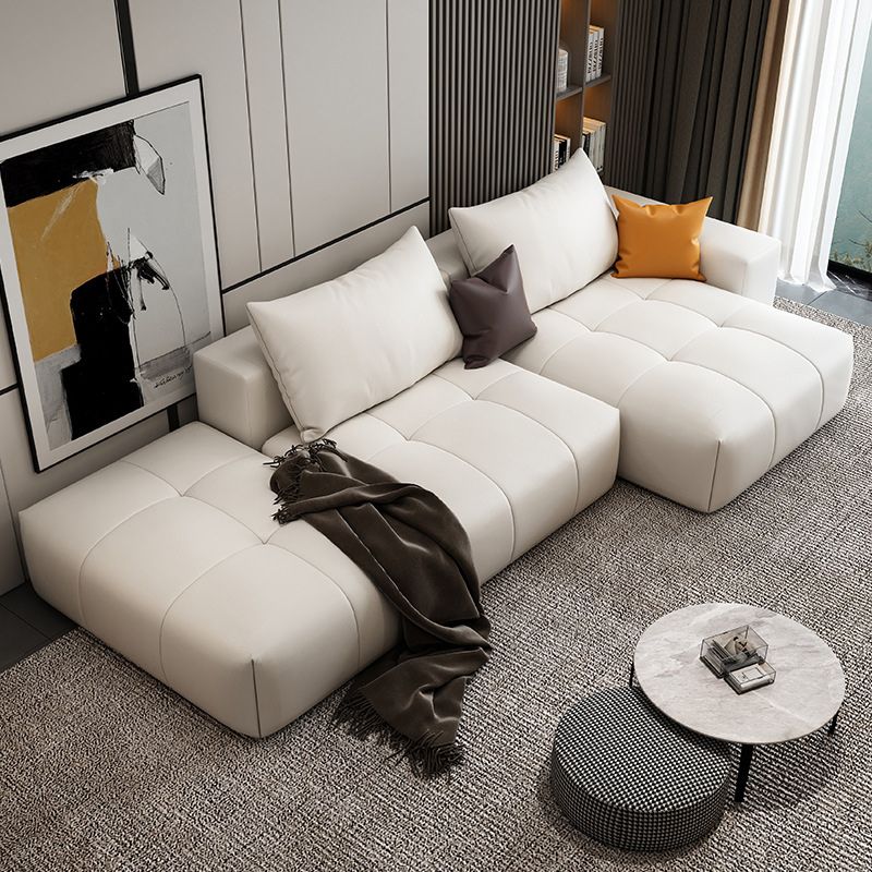 26 "H divano scandinavo di divano crema in pelle resistente alla pelle