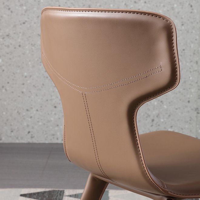 Faux Leather Dining Chairs Contemporary Arm Chairs with Metal Base