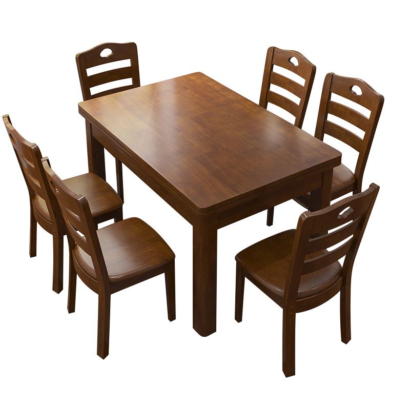 Traditional Standard Height Solid Wood Dining Table Rectangle Dining Room Set For Home Clearhalo 'Dining Room Sets' 'Dining Tables & Seating' 'dining_room_set' 'furn' 'furn_dining_room_set' 'Furniture' 'furniture_dining_room_set' 'Kitchen & Dining Furniture' 'kitchen&dining_furn' 'kitchen' 1200x1200_fe2eab70-1a5f-4992-8a7e-cdb72f220708