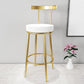 Fabric Round Seat Bar Stools Low Back Gold Iron Base Barstool for Home