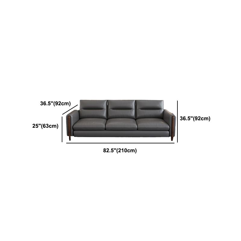 Contemporary Stain-Resistant Genuine Leather Light-grey Sofa & Chaise