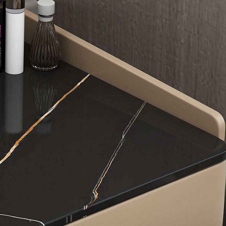 Vanity Stone/Wood Makeup Dressing Table Stool Set Black/ White Top - 31.1" H