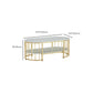 Glam Oval Marble Coffee Table 17.7"H Steel Sled Cocktail Table with Shelf