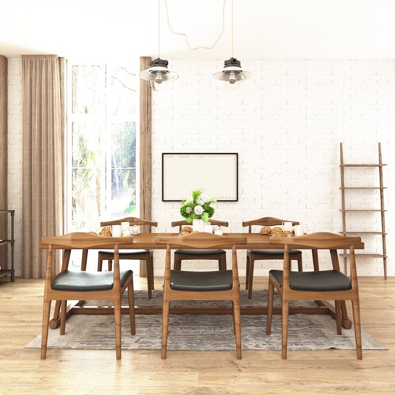 Contemporary Solid Wood Dining Table Rectangle Table with Trestle Base Clearhalo ' dining_table' 'Dining Tables & Seating' 'Dining Tables' 'furn' 'furn_dining_table' 'Furniture' 'furniture_dining_table' 'Kitchen & Dining Furniture' 'kitchen&dining_furn' 'kitchen' 'kitchen_dining_table' 1200x1200_fe36dee8-f9d2-4558-94fa-2a685beeb914