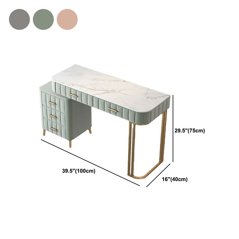 5-Drawers Vanity Makeup Table Set Vanity Stool with Wood Accent Clearhalo 'Bedroom Furniture' 'furn' 'furn_makeup_vanities' 'Furniture' 'Makeup Vanities' 'makeup_vanities' 1200x1200_fe3afb16-0a8a-4aee-81be-6a94f533219e