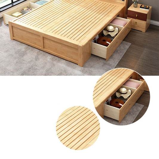 Natürliches Bettrahmen Holz und gepolsterte Standardbettpolsterkopfbrett