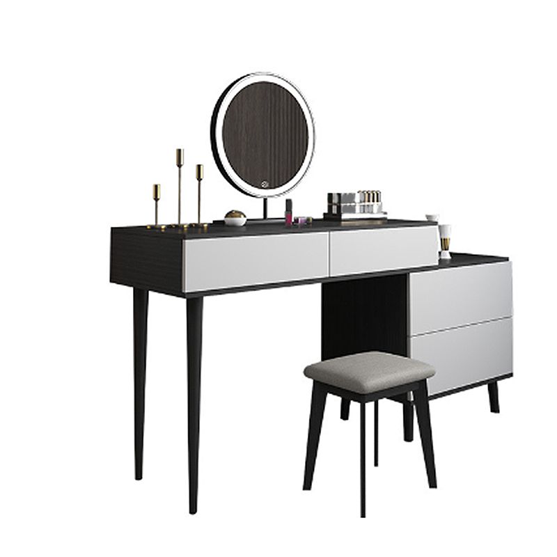 Modern Style White Wood-based Material Countertop Black Base with 4 Drawer Dresser Clearhalo 'Bedroom Furniture' 'furn' 'furn_makeup_vanities' 'Furniture' 'Makeup Vanities' 'makeup_vanities' 1200x1200_fe427032-d442-40d8-a6d0-209ae791a5fe