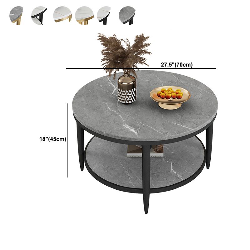 Slate Round Coffee Table Glam 4 Legs Coffee Table with Storage Clearhalo 'Coffee & Accent Tables' 'Coffee Tables' 'coffee_tables' 'furn' 'furn_coffee_tables' 'Furniture' 'Living Room Furniture' 1200x1200_fe429455-2ca8-44d1-9585-51ec1db9f449