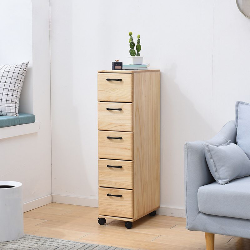 Coffre d'accent en bois massif avec tiroirs 23,62 "coffre de large sur roues