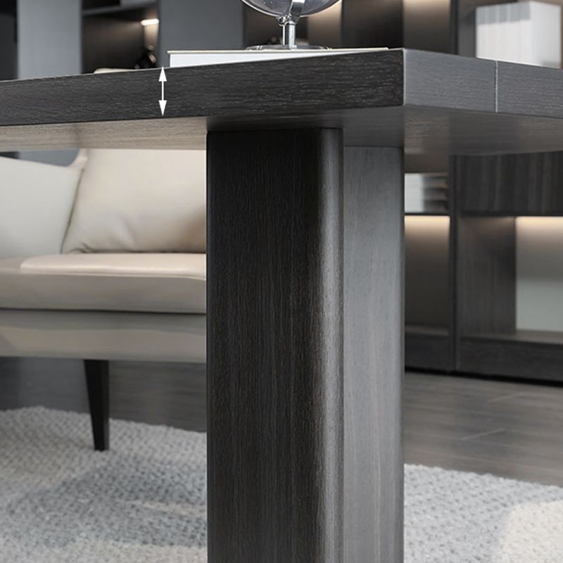 Hedendaagse stijl Wood Office Desk onregelmatige vorm Taakbureau in bruin/zwart