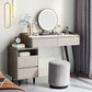 Contemporary Gray Lighted Mirror Bedroom Wood With Drawer Dressing Table