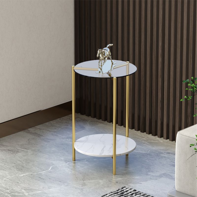 23.62 "Mesa lateral de altura Modernismo Gold Glass Top Table