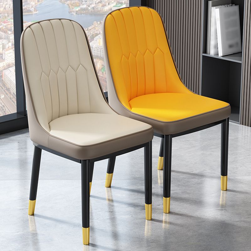 Glam Style Parsons Side Chair Faux Leather Indoor Dining Chair Clearhalo 'Dining Chairs' 'Dining Tables & Seating' 'dining_chair' 'furn' 'furn_dining_chair' 'Furniture' 'furniture_dining_chair' 'Kitchen & Dining Furniture' 1200x1200_fe4941c8-8af9-43b0-b7ab-47771cb304ac