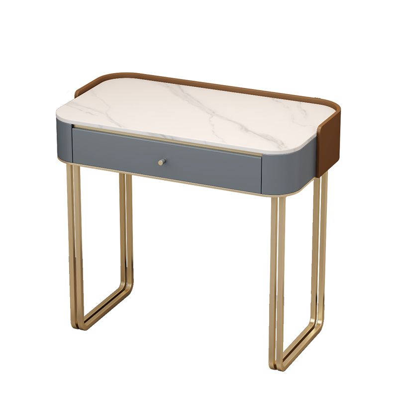 Stone Top Make-up Eitelkeit luxuriöser Metall-Schminktisch in Grau/Weiß