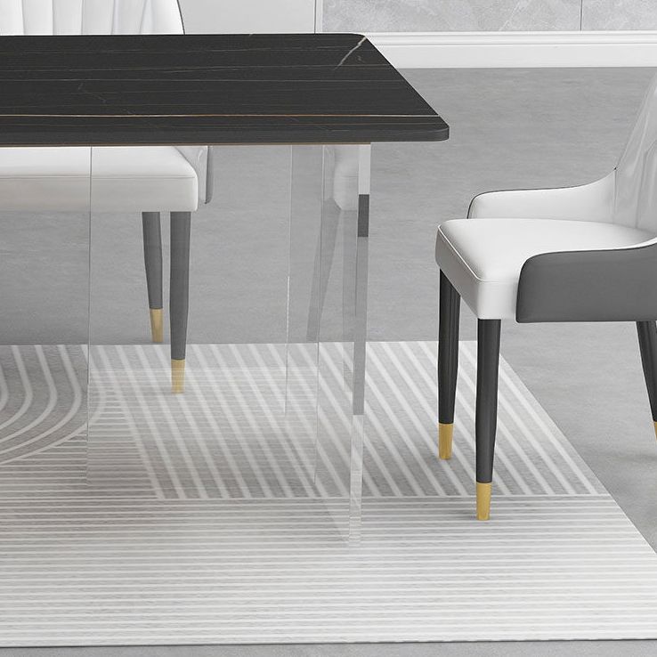 Rectangular Stone Dining Table Acrylic Furniture with Double Pedestal in Matte Finish Clearhalo 'Dining Tables & Seating' 'Dining Tables' 'dining_table' 'furn' 'furn_dining_table' 'Furniture' 'Kitchen & Dining Furniture' 1200x1200_fe4a990b-3dba-4d05-8dab-7d54afe17c04