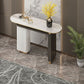 Oval Shape Contemporary Console Table Stone Console Sofa Table in Black and White
