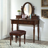 Traditional Wooden Make-up Vanity in Brown/black/white for Bedroom