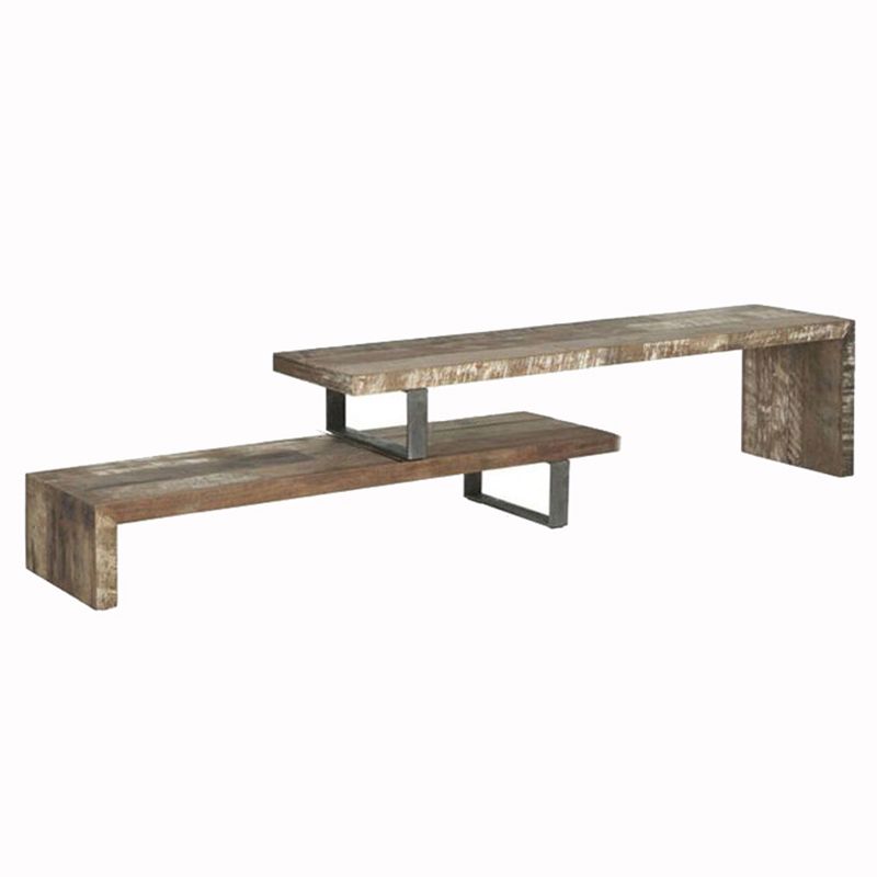 17.72"H TV Stand Open Storage Industrial Style TV Console with 2-shelf Clearhalo 'furn' 'furn_tv_stands_entertainment_centers' 'Furniture' 'Living Room Furniture' 'TV Stands & Entertainment Centers' 'TV Stands & Media Storage Furniture' 'tv_stands_entertainment_centers' 1200x1200_fe4d7bb3-b3f0-4837-a7ca-1b2496fce86c