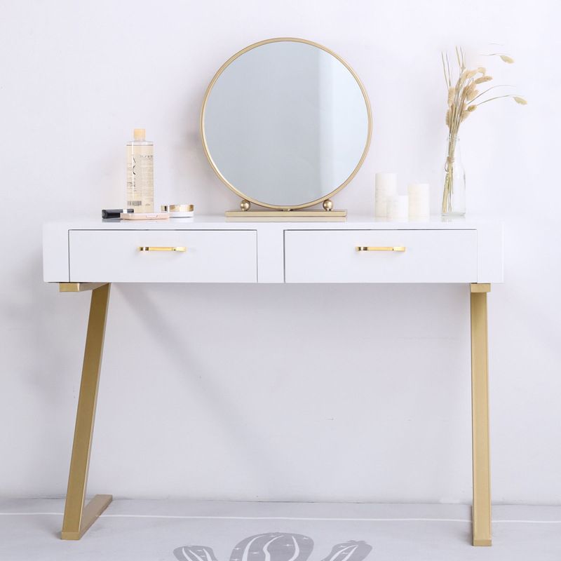 Glam Dresser with 2 Storage Drawers White Vanity Table for Bedroom Clearhalo 'Bedroom Furniture' 'furn' 'furn_makeup_vanities' 'Furniture' 'Makeup Vanities' 'makeup_vanities' 1200x1200_fe4dfc20-a354-4a04-8e91-1143cfc94315