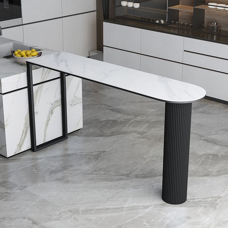 Modern Marble Bar Table with Specialty Table Top Double Pedestal Table- 41.3" H Clearhalo 'Bar Furniture' 'Bar Tables' 'bar_tables' 'furn' 'furn_bar_tables' 'Furniture' 'furniture_bar_tables' 'Kitchen & Dining Furniture' 1200x1200_fe4fbafd-47d3-4e31-bbae-604b07ee3fea