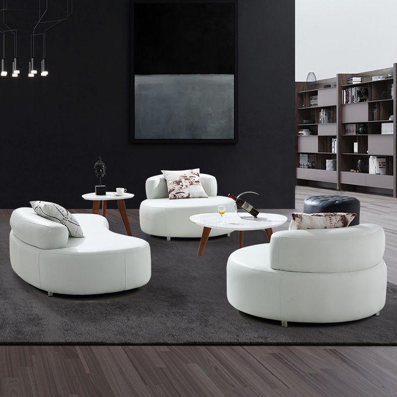 Contemporary Leather Sofa Tight Back Armless Settee for Living Room