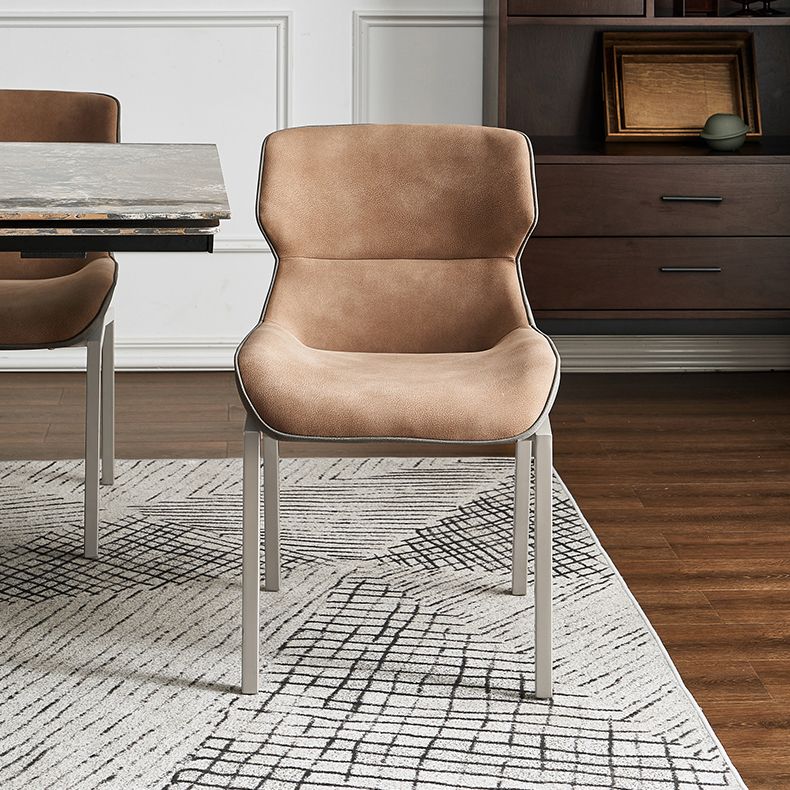 Nordic Cushioned Dining Chair 32"H Wingback Parsons Chair with Metal Base for Restaurant Clearhalo ' kitchen&dining_furn' 'Dining Chairs' 'Dining Tables & Seating' 'dining_chair' 'furn' 'furn_dining_chair' 'Furniture' 'furniture_dining_chair' 'Kitchen & Dining Furniture' 'kitchen' 1200x1200_fe50111d-c4a8-47cb-b2a1-8e0bca3bec67