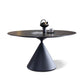 Round Stone Dining Table Modern Turntable White-black Furniture with Pedestal Base