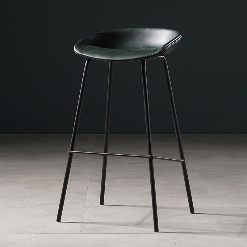 Taburete moderno de cuero falso de cuero de cuero sin respaldo con reposapiés