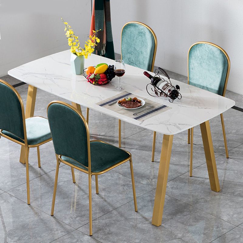 Rectangle Golden Base Dining Table Glam Faux Marble Table for Kitchen Clearhalo 'Dining Tables & Seating' 'Dining Tables' 'dining_table' 'furn' 'furn_dining_table' 'Furniture' 'Kitchen & Dining Furniture' 1200x1200_fe55f26e-a9ca-4157-9de4-b7035468ced0
