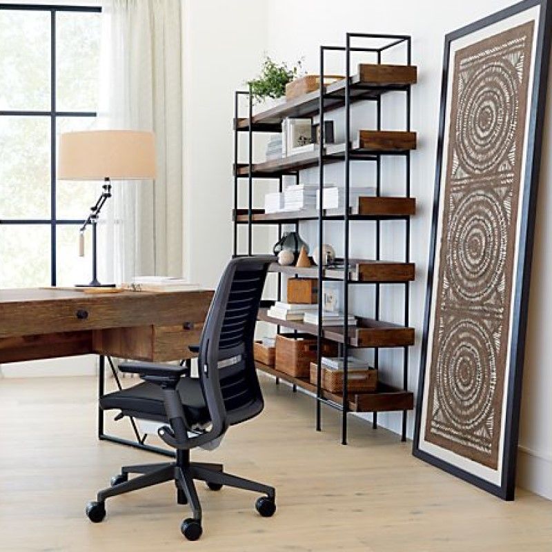 Metal Bookcase Industrial Book Shelf with Wood Rectangular Shelves Clearhalo 'Bookcases' 'furn' 'furn_bookcases' 'Furniture' 'furniture_bookcases' 'kitchen' 'kitchen_bookcases' 'Living Room Furniture' 'Office Furniture' 1200x1200_fe568b91-81d7-411b-8a79-7997e662816f