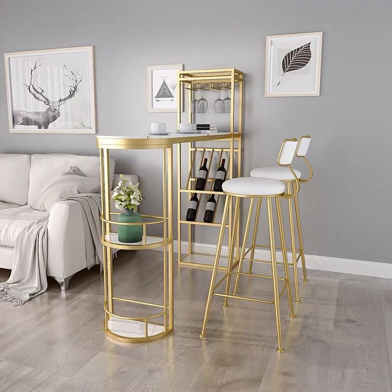 Glam Style Gold Iron Bar Table 41.3"H Faux Marble White Top Specialty Bistro Table Clearhalo 'Bar Furniture' 'Bar Tables' 'bar_tables' 'furn' 'furn_bar_tables' 'Furniture' 'furniture_bar_tables' 'Kitchen & Dining Furniture' 'kitchen&dining_furn' 'kitchen' 1200x1200_fe56c0fd-d31a-457b-a688-e4f5efd0e1f0