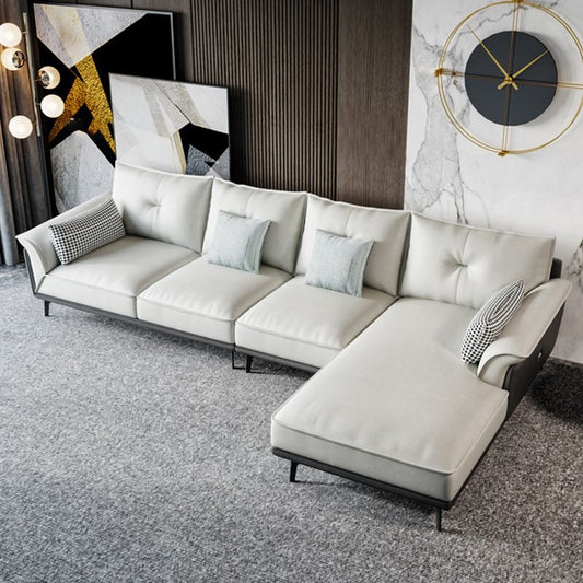 Black 4-seat Flared Arm Sectional Pillow Back Stain-resistant Sectional