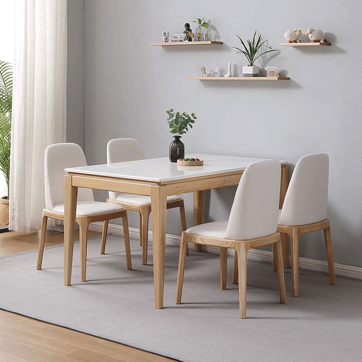 Rectangle Home Dining Table Simplicity Dinner Room Sintered Stone Table with 4 Wood Legs Clearhalo ' dining_table' 'Dining Tables & Seating' 'Dining Tables' 'furn' 'furn_dining_table' 'Furniture' 'furniture_dining_table' 'Kitchen & Dining Furniture' 'kitchen&dining_furn' 'kitchen' 'kitchen_dining_table' 1200x1200_fe571f1b-3202-47a9-9358-84bb697189ad