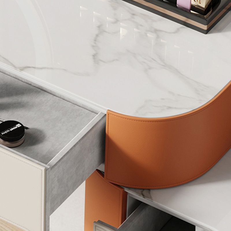 引き出し付きのグラムメイクアップの虚栄心、フェイクレザードレッシングテーブル