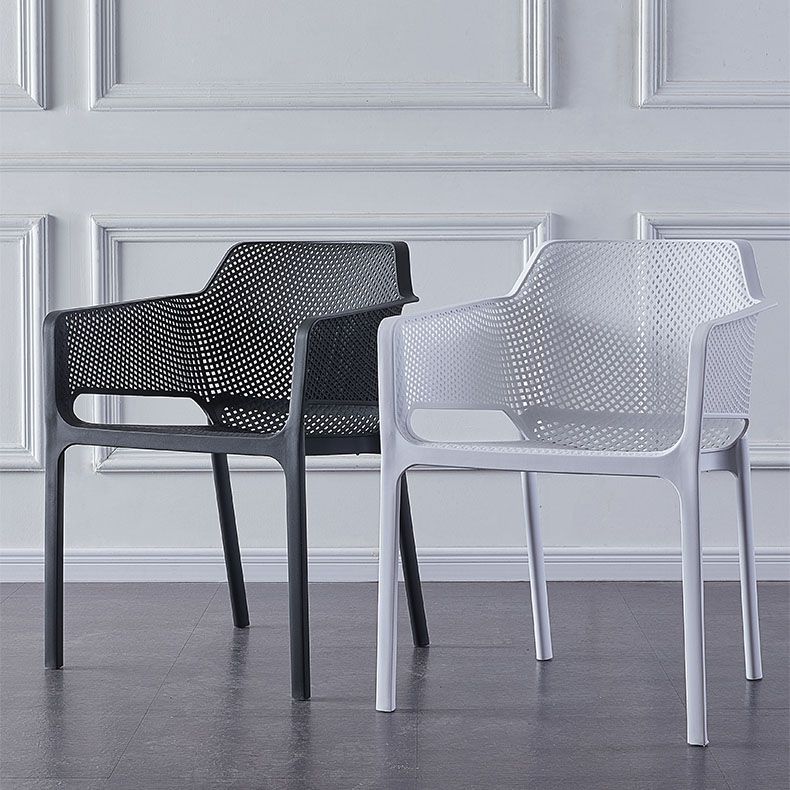 Contemporary Dining and Accent Chairs Matte Finish Plastic Solid Back Arm Chair Clearhalo ' kitchen&dining_furn' 'Dining Chairs' 'Dining Tables & Seating' 'dining_chair' 'furn' 'furn_dining_chair' 'Furniture' 'furniture_dining_chair' 'Kitchen & Dining Furniture' 'kitchen' 1200x1200_fe585212-61a7-4c79-ab39-99806a496e60
