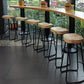Industrial Saddle Seat Counter and Bar Stool Wood and Metal Backless Bar Stool