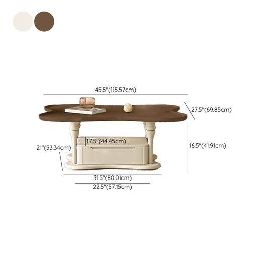 Tavolino in legno moderno nessun tavolino da grappolo angosciante con cassetti di stoccaggio