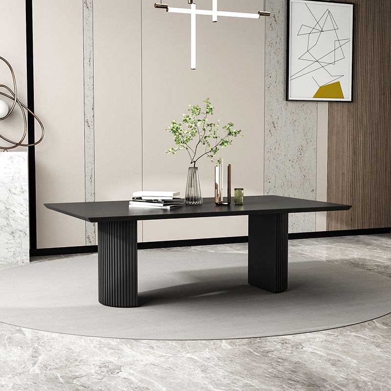 Table à manger en bois massif en pin table de piédestal double en noir pour la cuisine