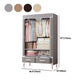 Contemporary Style Wardrobe Armoire Steel Frame Wardrobe Cabinet with Drawers
