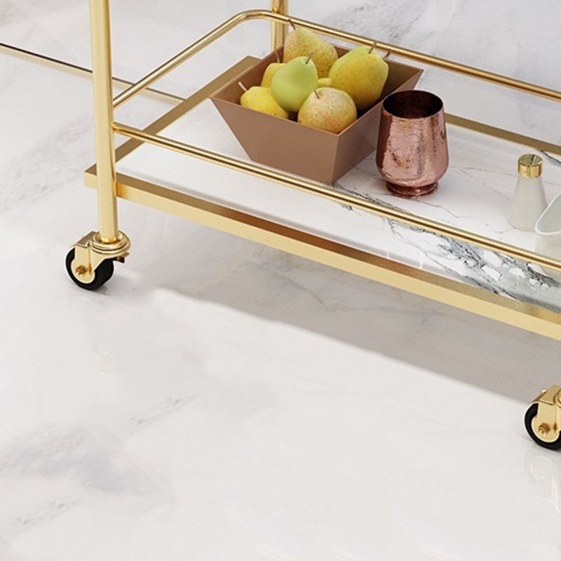 Modern Faux Marble Prep Table Rectangular Prep Table with Casters