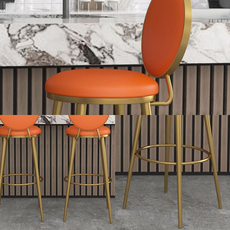 Glam Round Stool Armless Leather Bar Stool With Low Back And Metal Legs Clearhalo 'Bar Furniture' 'Bar Stools' 'bar_stools' 'furn' 'furn_bar_stools' 'furniture_bar_stools' 'Kitchen & Dining Furniture' 'kitchen&dining_furn' 'kitchen' 'kitchen_furn' Furniture' 1200x1200_fe5d842c-766e-4dea-9a94-c667cb859dc0