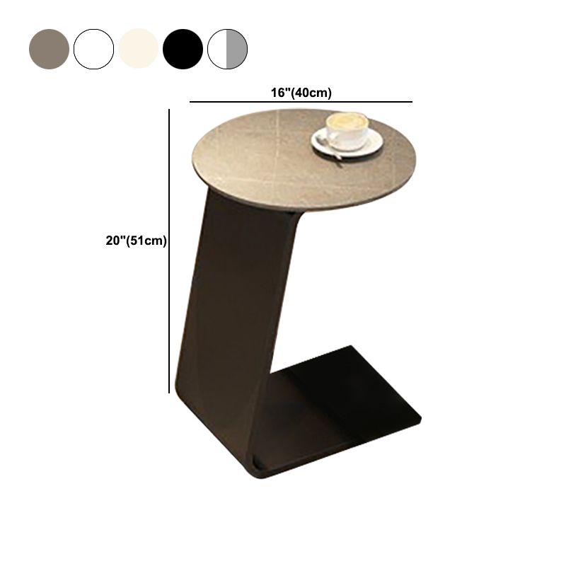 Modern Metal Abstract End Table Round Slate Top Side End Table