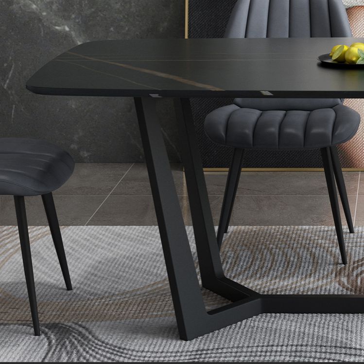 Modern 1/4/5/7 Pieces Black Dining Set Sintered Stone Dining Table Set with Leather Chairs Clearhalo 'Dining Room Sets' 'Dining Tables & Seating' 'dining_room_set' 'furn' 'furn_dining_room_set' 'Furniture' 'furniture_dining_room_set' 'Kitchen & Dining Furniture' 'kitchen&dining_furn' 'kitchen' 1200x1200_fe5f18f0-c9ab-4503-9cb5-803f387f68b4
